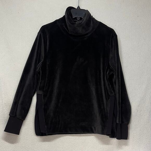 Te Verde Tops - Te Verde Velour Cowl Neck Top Small Black Soft Stretch Cozy